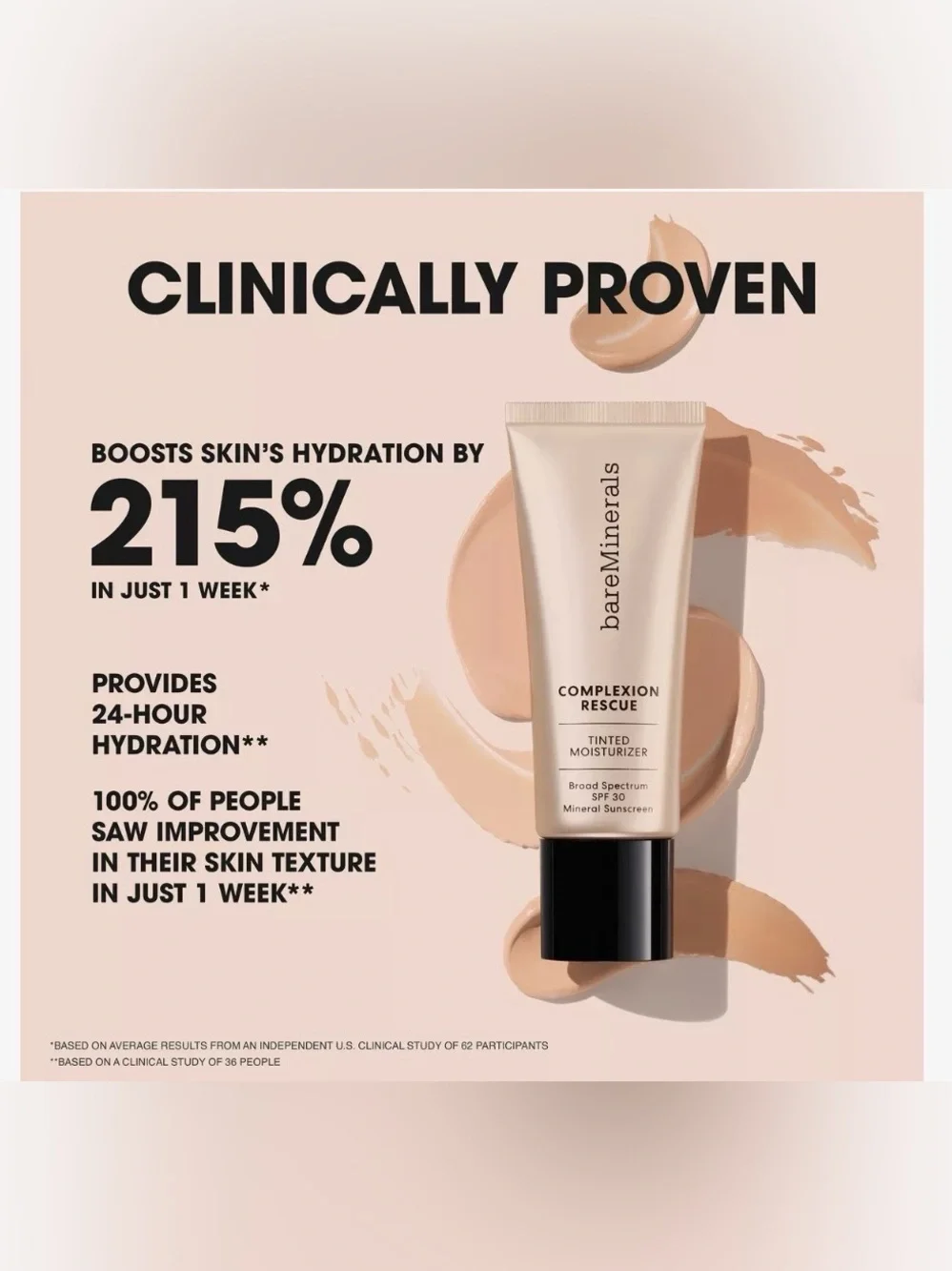 NIB bareMinerals Complexion Rescue Skin-Perfecting Tint - Buttercream 03